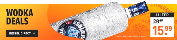 1 liter esbjaerg vodka van &euro;20.99&nbsp;voor&nbsp;&euro;15.99&nbsp;